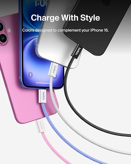 Belkin USB C to USB C 60W Braided Cable 9.9ft iPhone Charger Cord | iPhone 15/16/17, Samsung Galaxy S26, Pixel 10, Airpods, iPad, Nintendo Switch 2, MacBook, Steam Deck, Travel, Chromebook - Image 3