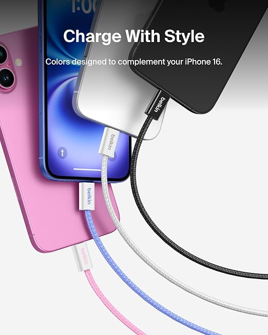 Belkin USB C to USB C 60W Braided Cable 2 Pack, 9.9ft iPhone Charger Cord | iPhone 15/16/17, Samsung Galaxy S26, Pixel 10, Airpods, iPad, Nintendo Switch 2, MacBook, Steam Deck, Travel, Chromebook - Image 3
