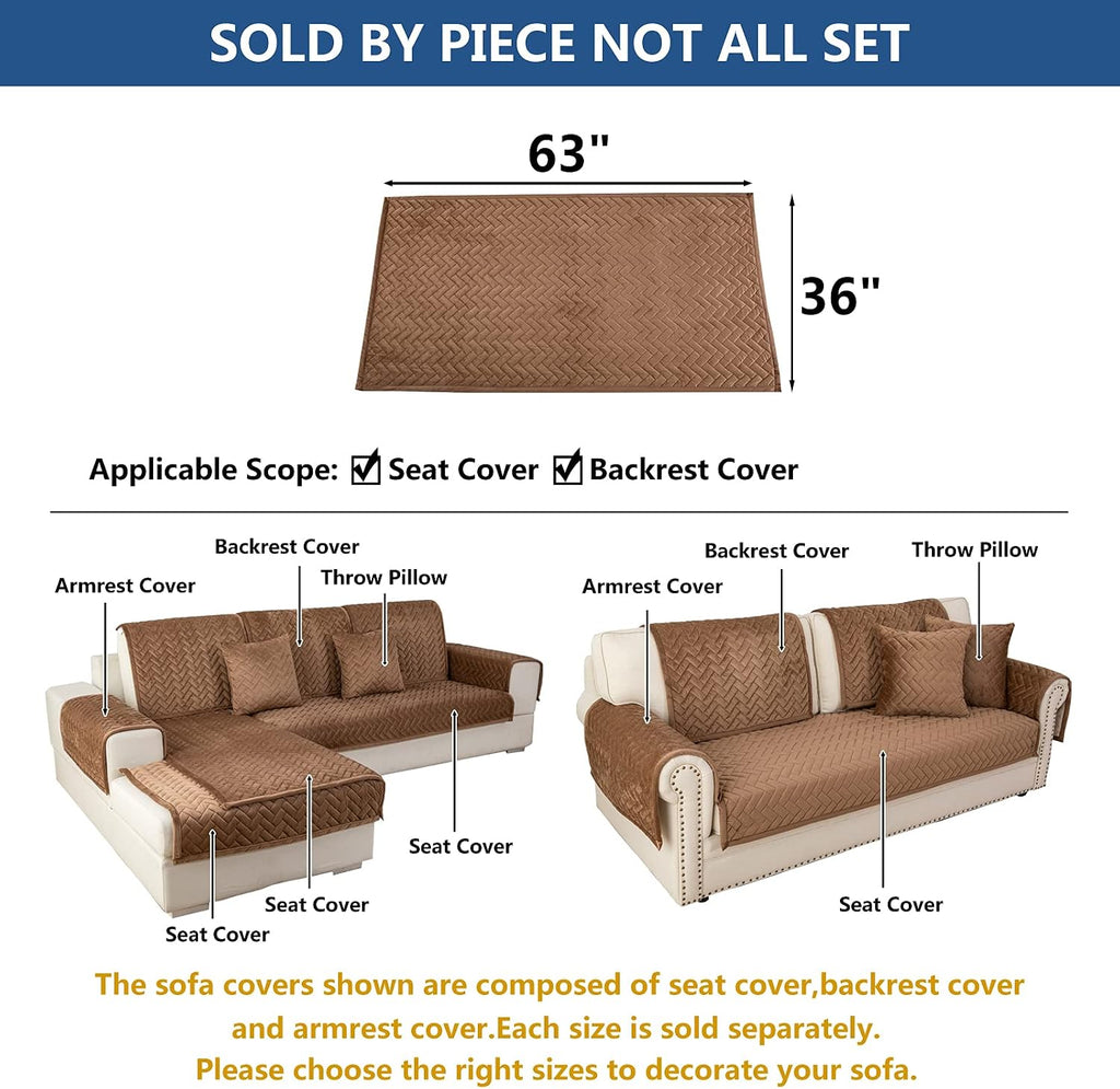 Velvet Sectional Couch Covers for Dogs,Brown,1PC,36''x63'' - Image 5
