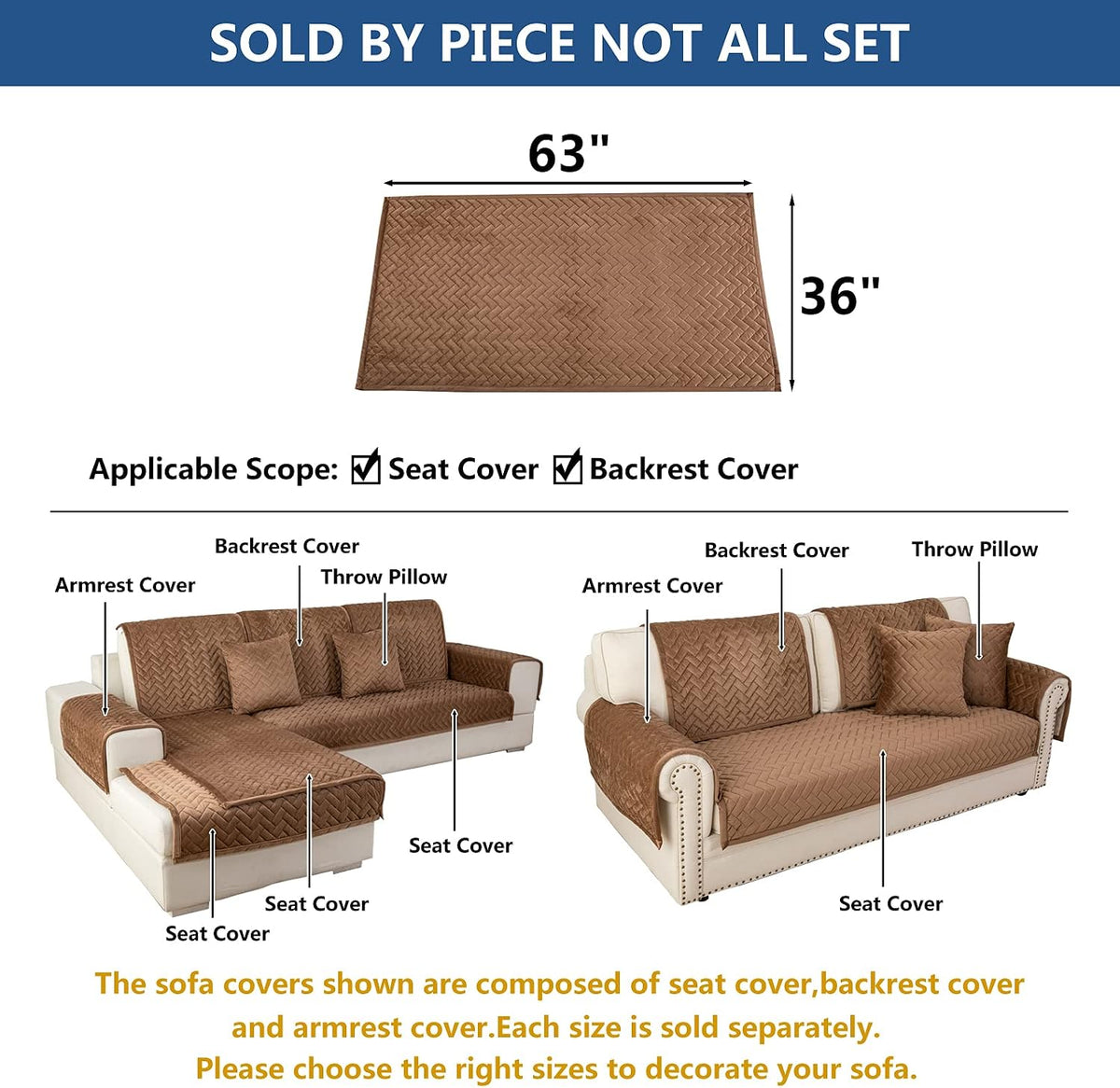 Velvet Sectional Couch Covers for Dogs,Brown,1PC,36''x63'' - Image 5