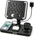 Wireless Charging Station for Apple Devices, Only for Apple Watch Charging | Included Type-C Cable for Tablet Charging, Foldable Wireless Charging Station, 7 Cycling Ambient Lights, Time Clock Display by Hostena