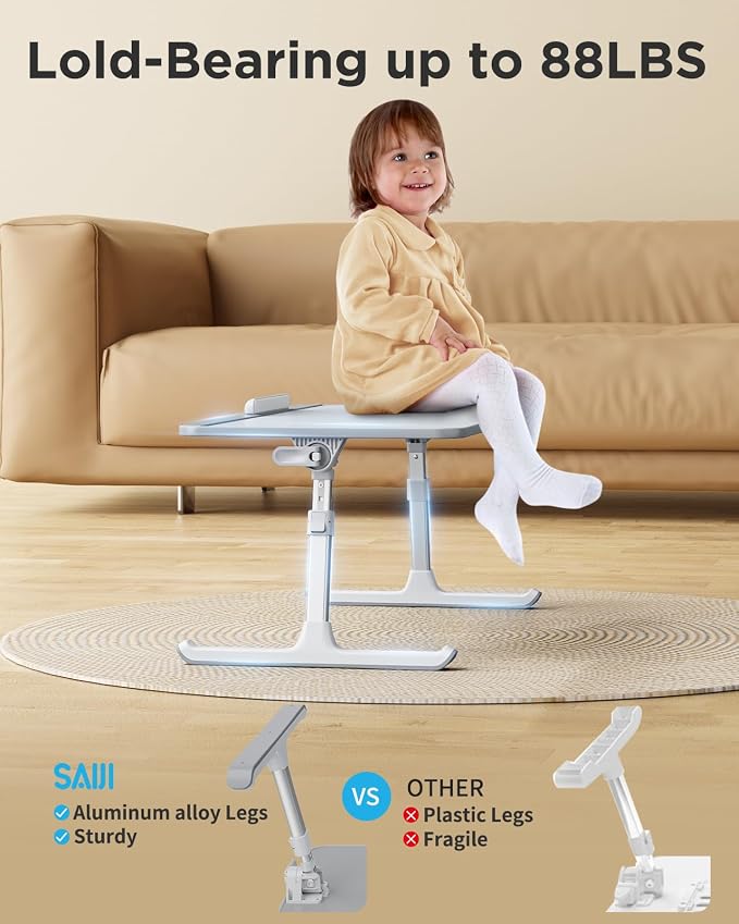 SAIJI Non-Slip Leather Lap Desk Laptop Bed Tray Table, Laptop Stand for Bed | Portable Lightweight Standing Desk for Writing Eating Reading Couch Sofa Floor with Laptop Stopper - Image 5