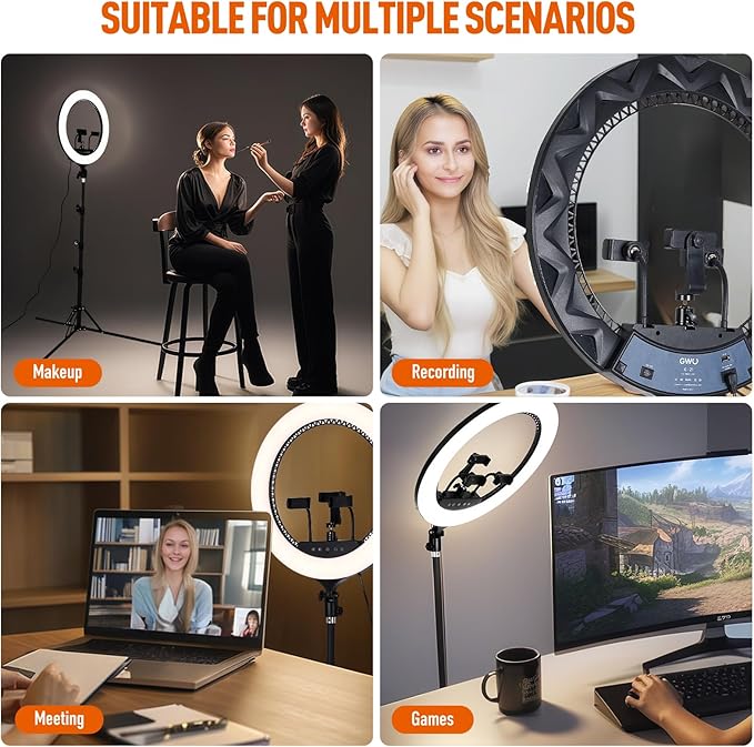 GWO 21 inch LED Ring Light with Tripod Stand 6000K Dimmable Makeup Selfie Light with Touch Panel Phone Holders for YouTube Vlog Video Shooting Include Carrying Bag and Remote Control CRI>90 - Image 6