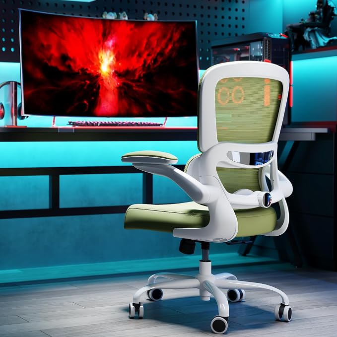 TRALT Office Chair - Ergonomic Desk Chair with Adjustable Lumbar Support, Mesh Computer Chair, Executive Chair for Home Office Comfortable Lumbar Support (1, White Green) - Image 9