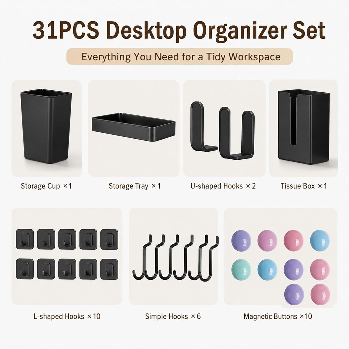 Desktop Shelf Desk Hutch with Pegboard, Clamp On Over Desk Storage - Image 7