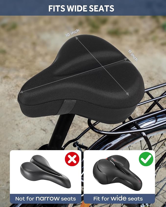 Bike Seat Cushion, Gel Bicycle Saddle Cover for Men Women Comfort Cycling | MXMXK Bike Seat Cover Gel Padded Comfortable for Stationary Exercise & Peloton Bikes, Mountain & Road, City Cruise Bikes - Image 2