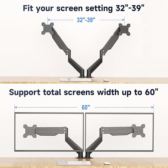 Suptek Monitor Laptop Mount Stand, 2 in 1 Function Dual Monitor Arms Desk Mount for 13"-18" Notebook and 17"-32" Monitor with Laptop Tray,Holds up to 22lbs - Image 4