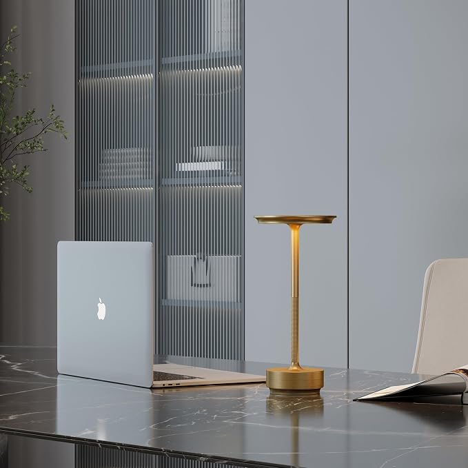 1 Pack Cordless Table Lamps Rechargeable, 5000mAh LED Table Light | Portable 3 Color Stepless Dimming Battery Powered Table Lamp with Memory Function for Restaurant/Home/Outdoor.(Brushed Gold) - Image 4