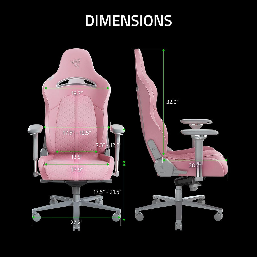 Razer Enki Gaming Chair, Built-in Lumbar Arch, All-Day Comfort, Pink - Image 3