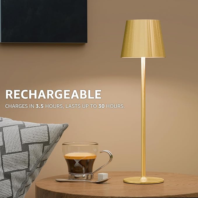 uuffoo 3 Pack Cordless Table Lamp Rechargeable 5000mAH Battery Operated Lights Touch Control LED Portable Desk Lamps 3 Color Dimming for Outdoor Coffee Bedroom Kitchen (Gold) - Image 4