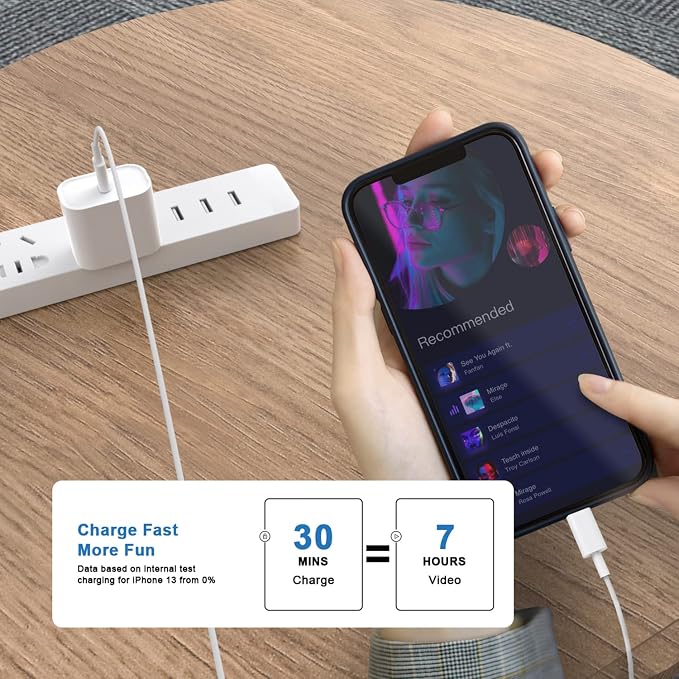 iPhone 14 13 Charger Fast Charging 10 FT, 20W USB C Charger Block & Cable | [Apple MFi Certified] 20W Type C Wall Charger & 10FT Long USB C to Lightning Cable for iPhone 14 13 12 11 Pro Max XS XR X 8 7 - Image 9