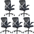 Office Chair: Mesh Ergonomic Desk Chair with 3D Lumbar & Swivel | 330LBS Computer Chair-Executive Task Chairs with Flip-up Arms Home Office Chairs Gaming Chair for Long Hours(Black-Pack of 5) by Ergalithic