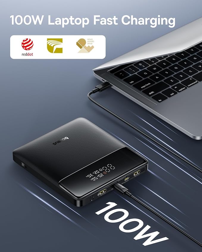 Baseus Laptop Portable Charger 100W 20000mAh, Blade Travel Power Bank Fast Charging 2 USB-C & 2 USB-A Port, Steam Deck Battery Pack for MacBook iPad iPhone 17/16/15/14/13 Samsung S24 etc. - Image 3