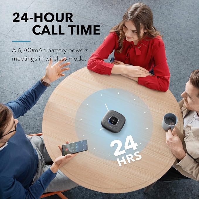Anker PowerConf Speakerphone, Zoom Certified Conference (Renewed) | Speaker with 6 Mics, 360° Voice Pickup, 24H Call Time, Bluetooth 5.3, USB C, Compatible with Leading Platforms - Image 7
