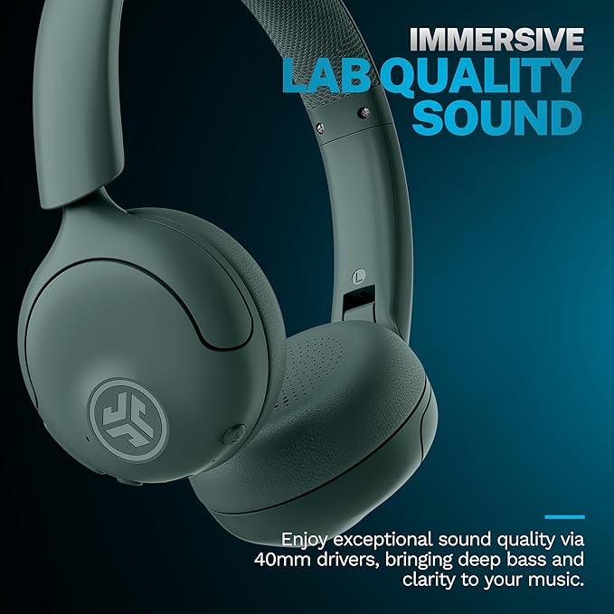 JLab Go Lux ANC, On Ear Headphones, Active Noise Cancelling, Bluetooth, MultIPoint Connection, Sage | On Ear Wireless with Microphone, 70+ H Playtime Foldable Bluetooth Earphones, Multipoint, Customisable Sound - Image 2