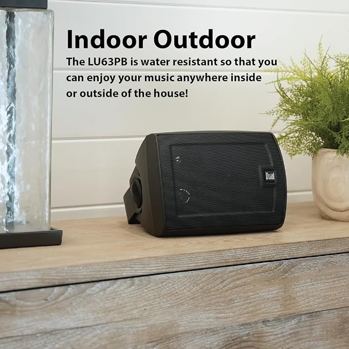 Dual Electronics LU63PB 6.5" 3-Way Indoor Outdoor Wired Speakers Pair | Weather & UV resistant, for patio, pool & garage, expansive stereo sound, easy setup, wired home speakers, black pair - Image 4