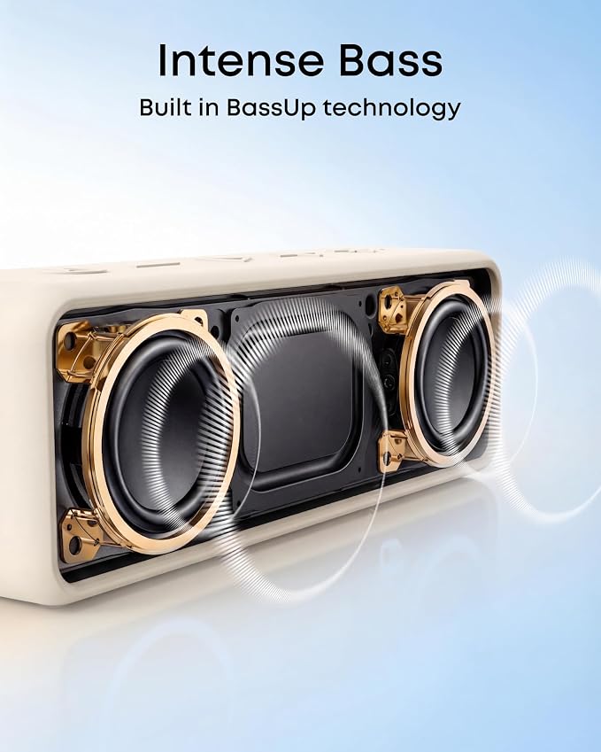 Soundcore Anker 2 Portable Bluetooth Speaker, Stereo Sound, IPX7 | BassUp, 24H Playtime, Bluetooth 6, Wireless Speaker for Home, Outdoors, Travel-Beige - Image 7