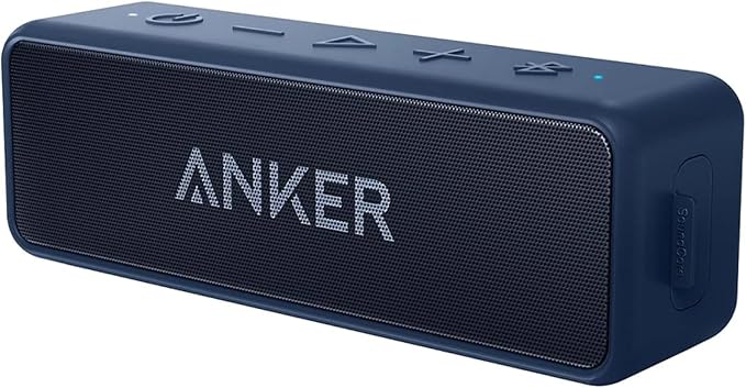 Anker soundcore 2 Portable Bluetooth Speaker, Stereo Sound, IPX7 | BassUp, 24H Playtime, Bluetooth 6, Wireless Speaker for Home, Outdoors, Travel - Navy Blue by Unknown