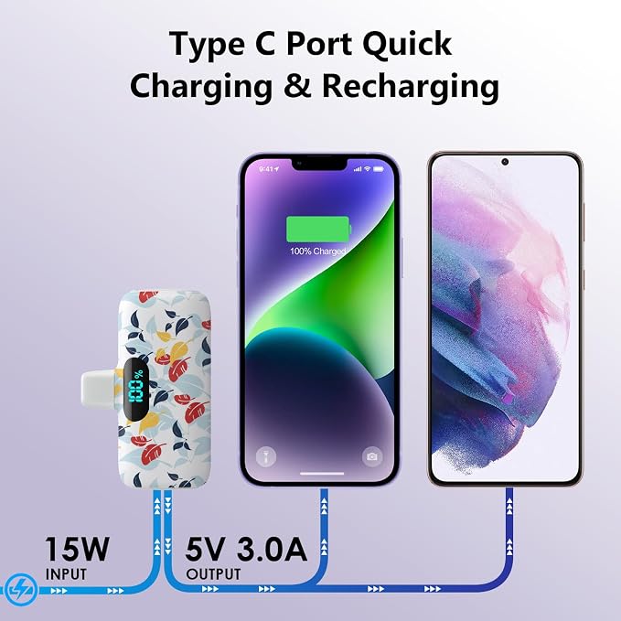 Feob [2 Pack] Small Portable Charger for iPhone14/13,Upgraded 5000mAh PD Fast Charging Power Bank,Mini Portable Phone Charger Compatible with iPhone 14/14 Pro Max/13/13 Pro/12 Pro/11/XR/X/8/7/6 - Image 5