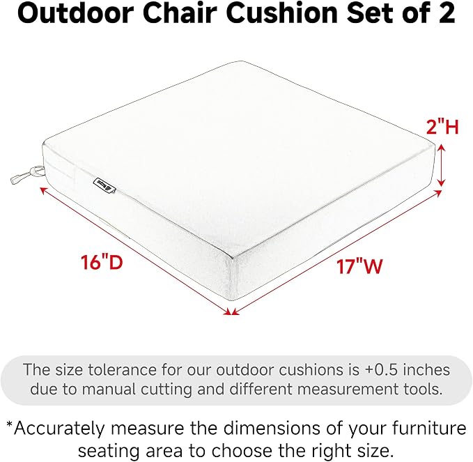 Favoyard Patio Chair Cushions 17 x 16 x 2 Inch Waterproof Outdoor Seat | Cushions for Patio Furniture 3-Year Color Fastness Garden Sofa Couch Pads with Adjustable Straps Set of 2, Dark Grey - Image 3