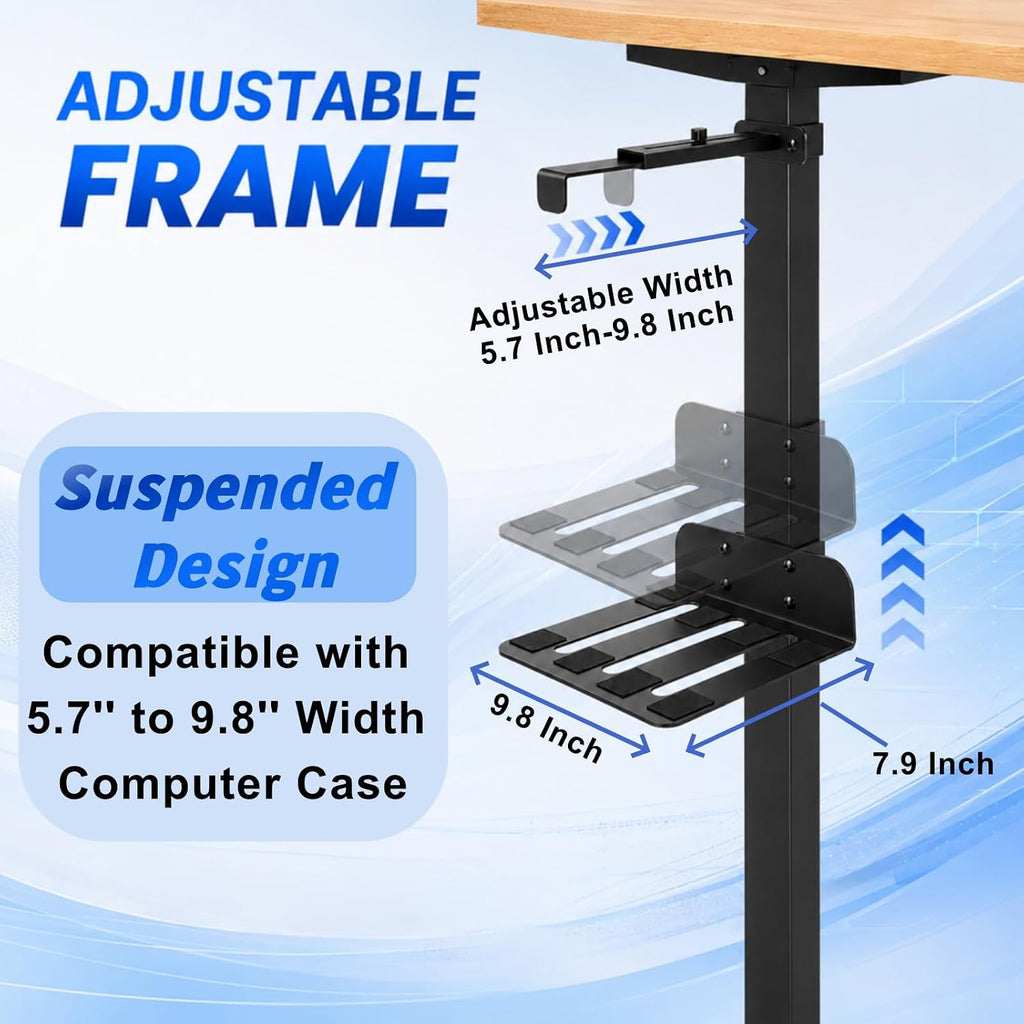 Adjustable Under Desk PC Mount, Width Adjustable from 5.7" to 9.8" - Image 2