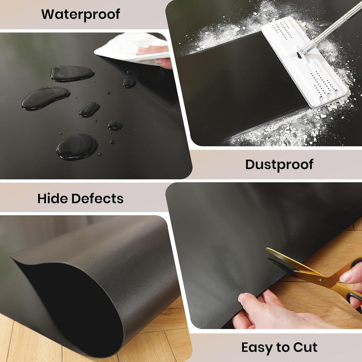 Black Office Chair Mat for Hardwood Floor, 48 x 60 In Desk Floor Protector - Image 5