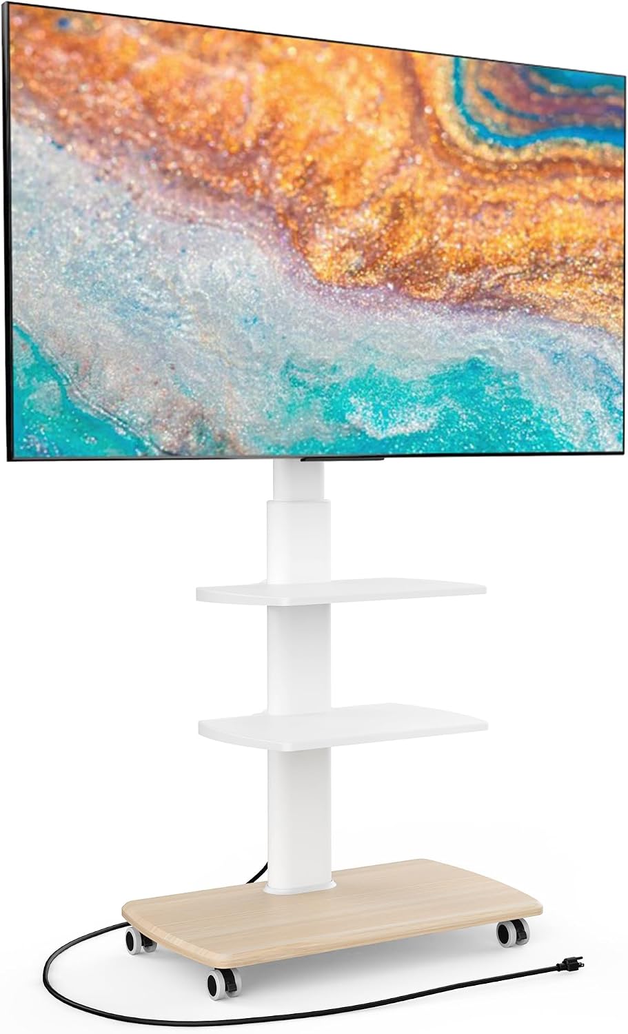 FITUEYES Rolling TV Stand with Power Outlets, for 32-75 InchTVs, White by FITUEYES