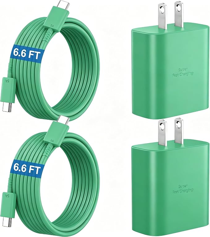 45W Super Fast Charger USB C Android Phone Type C Charger Fast Charging Block with 6.6FT Cord for Samsung Galaxy S26/S26 Ultra/S26+/S25 Ultra/S25/S24 Ultra/S24/S23 Ultra/S22/S21/S20/Note 10, Green by Ubearkk