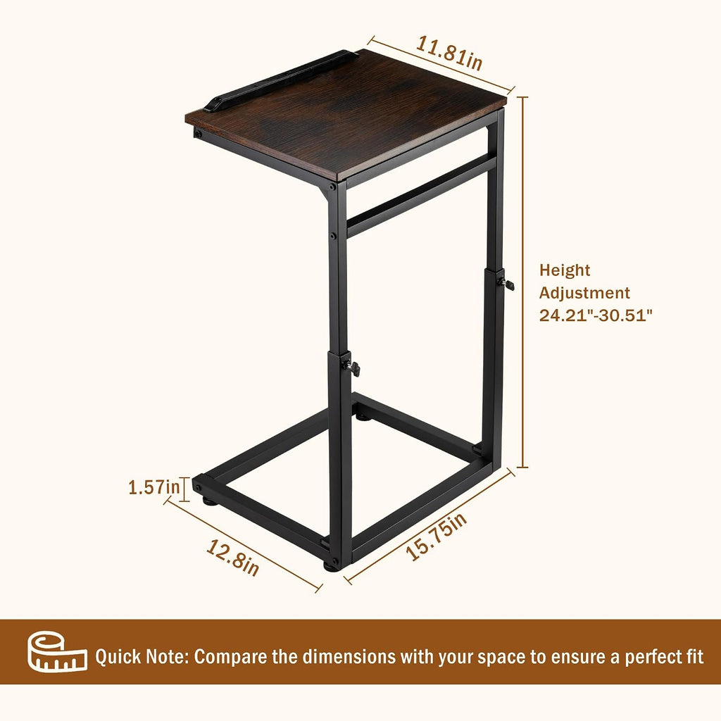facka TV Tray Table, Adjustable Height & 0-60° Tilt C Table for Sofa - Image 2
