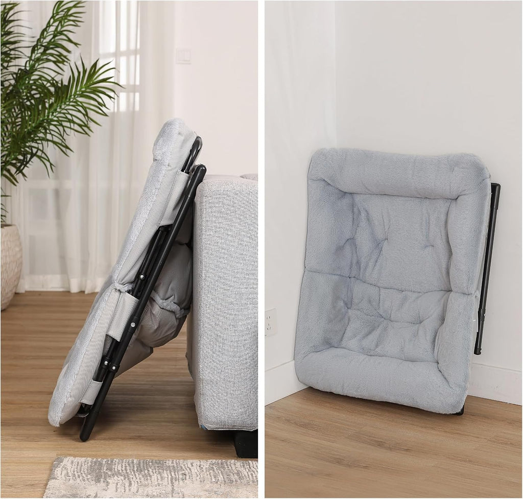 Comfy Saucer Chair for Adults, Soft Faux Fur Bedroom Chair, Accent Dorm Chairs, Flexible Living Room Reading Chairs, Oversized Folding Seat for Teens, X-Large, Grey - Image 7