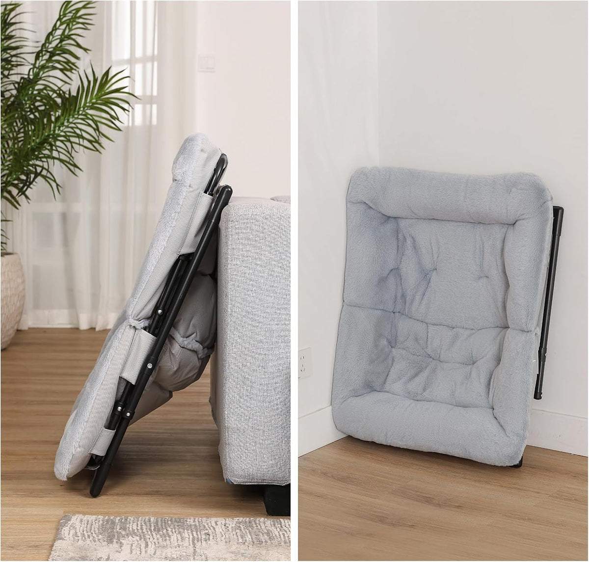 Comfy Saucer Chair for Adults, Soft Faux Fur Bedroom Chair, Accent Dorm Chairs, Flexible Living Room Reading Chairs, Oversized Folding Seat for Teens, X-Large, Grey - Image 7