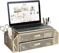 BLU MONACO | Monitor Stand with Drawer Storage | Desk Top Monitor Stand Riser Gold | Computer Support Organizer Elevador de Monitor by Blu_Monaco