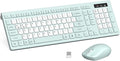 Wireless Keyboard and Mouse Combo Silent for Office and Home(Mint Green-B) | 2.4G Full Size Silent Cordless Keyboard with Tilt Legs,3-Level DPI Quiet Mouse,for Windows/Mac OS/Desktop/Laptop/PC by RECCAZR