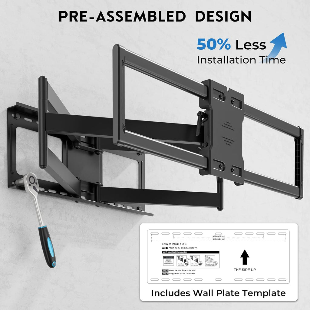 Heavy Duty TV Wall Mount with Extra Long Extendable Arm for 60–110 Inch TVs - Image 6