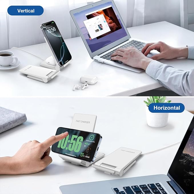 PDKUAI 2 in 1 Wireless Charger,[New Update] 25W Foldable Wireless Charging Station for Samsung Galaxy 25/24/23/Note 20/Buds3,Dual 15W Fast Dual Induction Charge Stand for iPhone 17/17 Pro/16/15/14 - Image 2