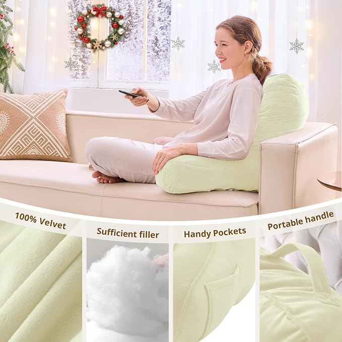 Sasttie Reading Pillow for Bed, Back Pillow for Sitting Up, Cream | 21" Backrest Support Cushion for Couch, Sofa, and Floor, Dorm Essentials, OEKO-TEX, Adjustable Down Alternative Fill - Image 5