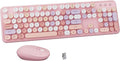 Colorful Wireless Keyboard and Mouse Combo Pink Colorful | Full-Sized Office Keyboard with Typewriter Flexible Keys, 2.4GHz Dropout-Free Connection, Optical Mouse for PC Laptop by FCPLU