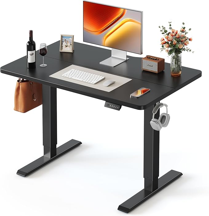 FEZIBO Standing Desk 40 × 24 Inch Electric Height Adjustable, Black | Sit and Stand Up Adjustable Desk, Home Office Computer Desk with 3 Customizable Memory Presets by FEZIBO
