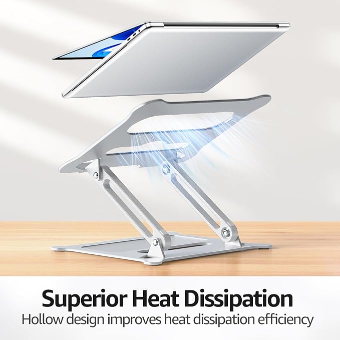 Adjustable Laptop Stand for Desk, 10-15.6“ Laptop Riser, Silver | Sturdy Aluminum Foldable Stand, Heat-Dissipation Design, Ergonomic Holder Fits MacBook/Dell/HP/Lenovo for Home/Office. - Image 6