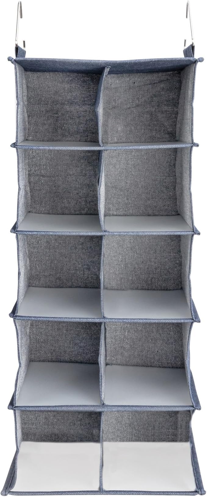 Household Essentials Hanging Cotton Blend and Plastic Closet Shoe Organizer with 10 Storage Compartments, Denim - Image 7