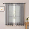Charcoal Grey Sheer Curtains 63 Inch Length for Living Room 2 Panels | Light Filtering, Rod Pocket, Soft Airy Voile Sheer, Bedroom Window Treatments, Airy Soft Fabric,2 Pcs Each 42"W X 63"L by OWENIE