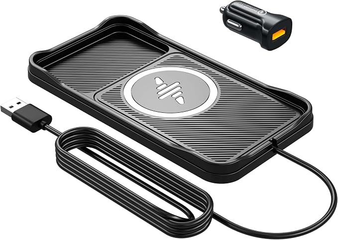 Wireless Car Charger Pad for iPhone 17/16/15/14/13/12 Pro & Samsung, Non Slip Wireless Charging Pad for Car Dashboard Console, USB A Phone Charger for Vehicle Commute Travel, Fits Small Phones by WirelessCarCharger