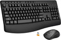 Wireless Keyboard and Mouse Combo,Soft Touch Quiet Keyboard Less Noise 90% | Ergonomic With Wrist Rest,2.4GHz 104 Keys Full Size,2400 DPI Mouse,For Office/Work/Home/PC Computer/Laptop,Black by E-YOOSO