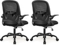 2-Pack Office Chair Ergonomic Desk Chair with Flip up Armrests Swivel Breathable Desk Mesh Computer Chair with Adjustable Lumbar Support and Height for Conference Room (Black) by Primy