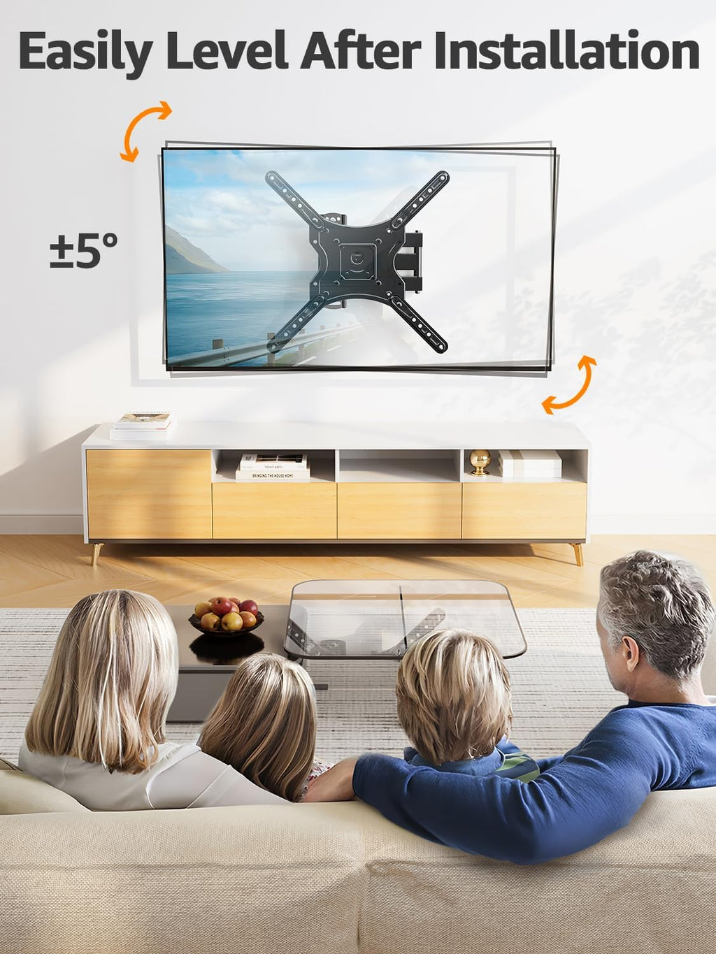 ELIVED Full Motion TV Wall Mount for 26-60" TVs, Max VESA 400x400, 77 lbs. - Image 4