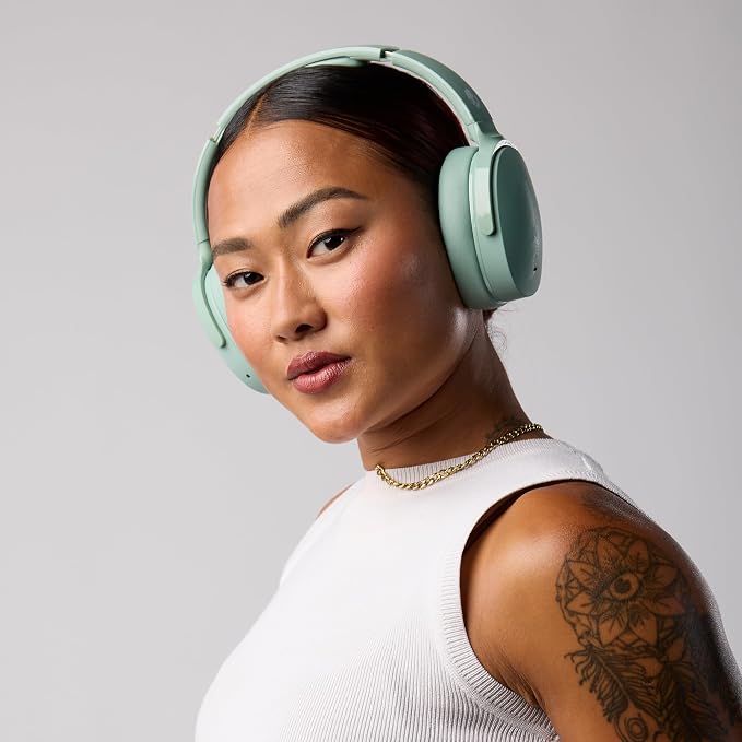 Skullcandy Hesh ANC Noise Cancelling Wireless Headphones - Preppy Sage | Bluetooth, Noise Cancellation, Over-Ear Fit, 22 Hours Battery, Foldable, Lightweight Design, Microphone, Studying, Travel - Image 5