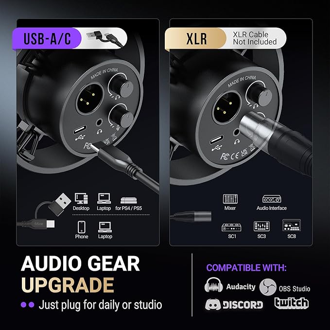 FIFINE AmpliTank K688 Dynamic Microphone, XLR/USB Podcast Recording PC Mic | Streaming Studio Metal Mic with Mute, Headphone Jack, Monitoring Volume Control, Windscreen, for Vocal Voice-Over Gaming - Image 6
