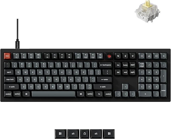 Keychron V6 8K Full Size Wired Mechanical Keyboard with Programmable Knob, 8000 Hz Polling Rate, OSA PBT Keycaps, Hot-swappable Super Banana Switchs, RGB Backlit for Mac Windows Linux by Keychron