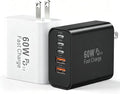 USB C Fast Charger Block, 60W 5-Port USB C Wall Charging Blocks, Type C Charger Fast Charging Brick, 3USB C+2USB A PD&QC3.0 Multiport Charger Plug for iPhone 17/16/15/14/13 Pro Max, Pad, White+Black by Duloch