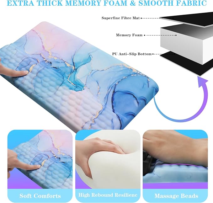 Computer Keyboard Stand with Wrist Rest, Ergonomic Tilted Keyboard Holder - Keyboard Riser with Wrist Pad - Keyboard Tray Support for Office Home - Aqua Marble - Image 5